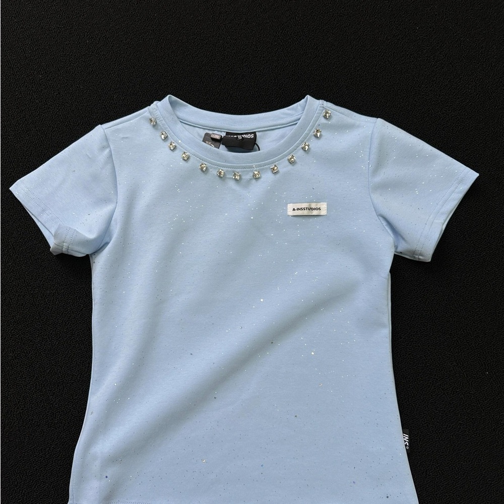 8 Other Reasons Light Blue Kids Tee with Sparkling Accents